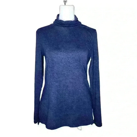 Apt. 9 women's sparkly blue mock neck long sleeve top size PXS - Picture 1 of 8